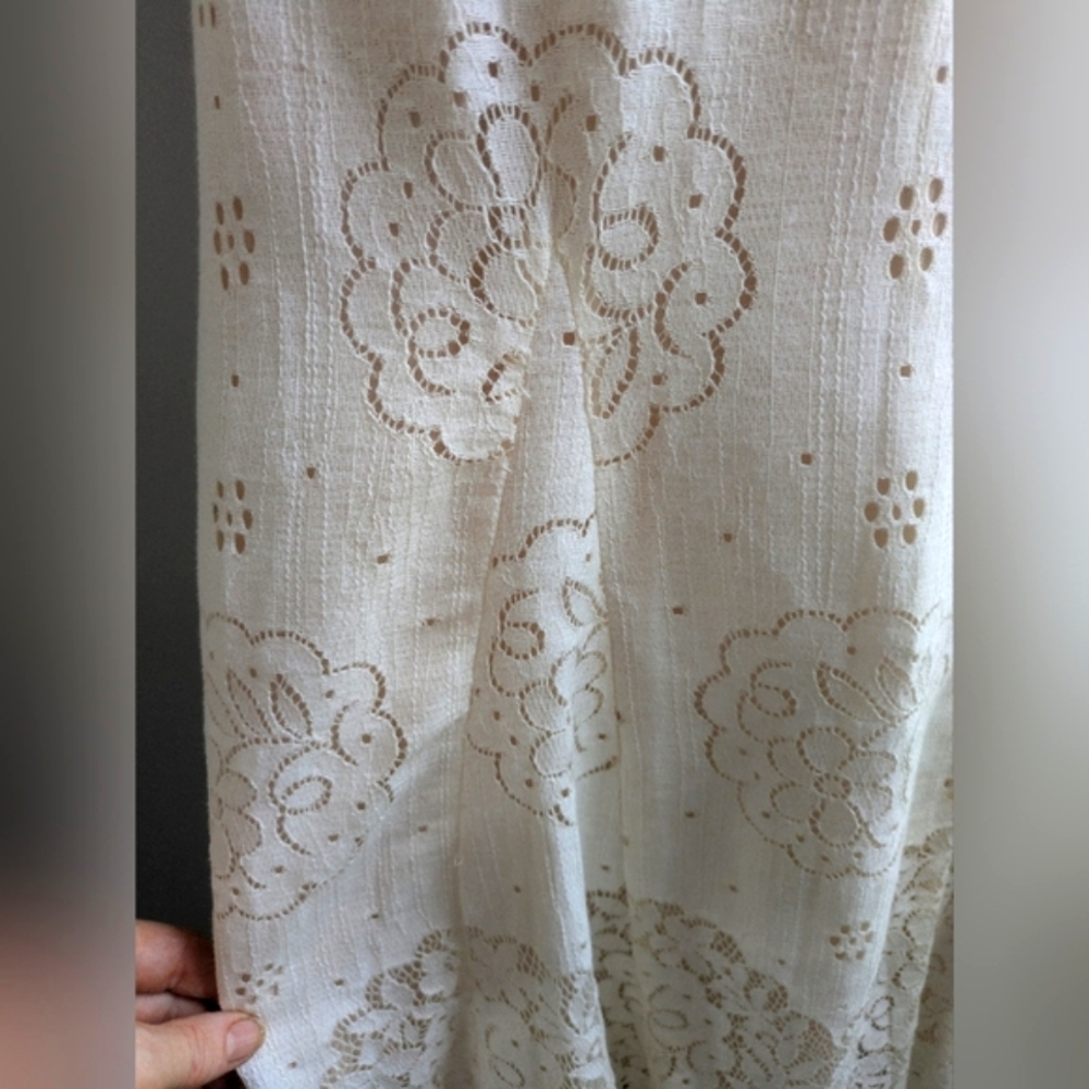 Anna Sui Boho Cream Lace Sleeveless Maxi Dress Size 6 - Picture 10 of 14